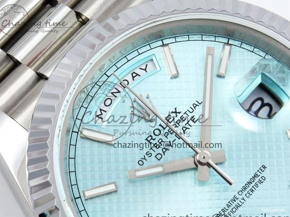 Weight) DayDate Ice JDF Steel 40 904L on SS VR3255 Bracelet Textured Blue President V3 (Gain Dial 0114